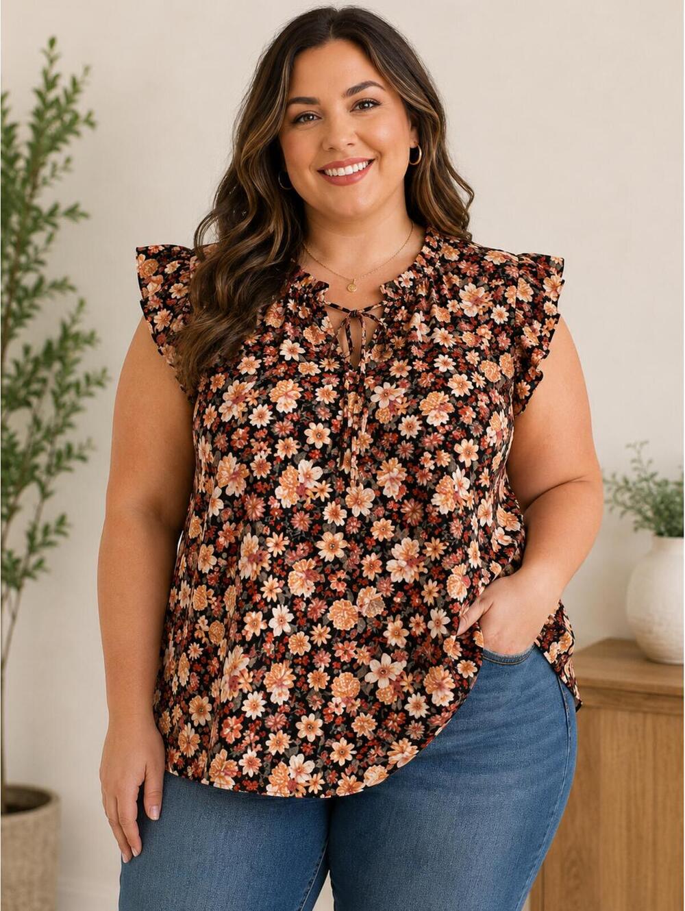 Sweet Rain 2X Floral Blouse | Cottagecore Boho Romantic Plus Size Top